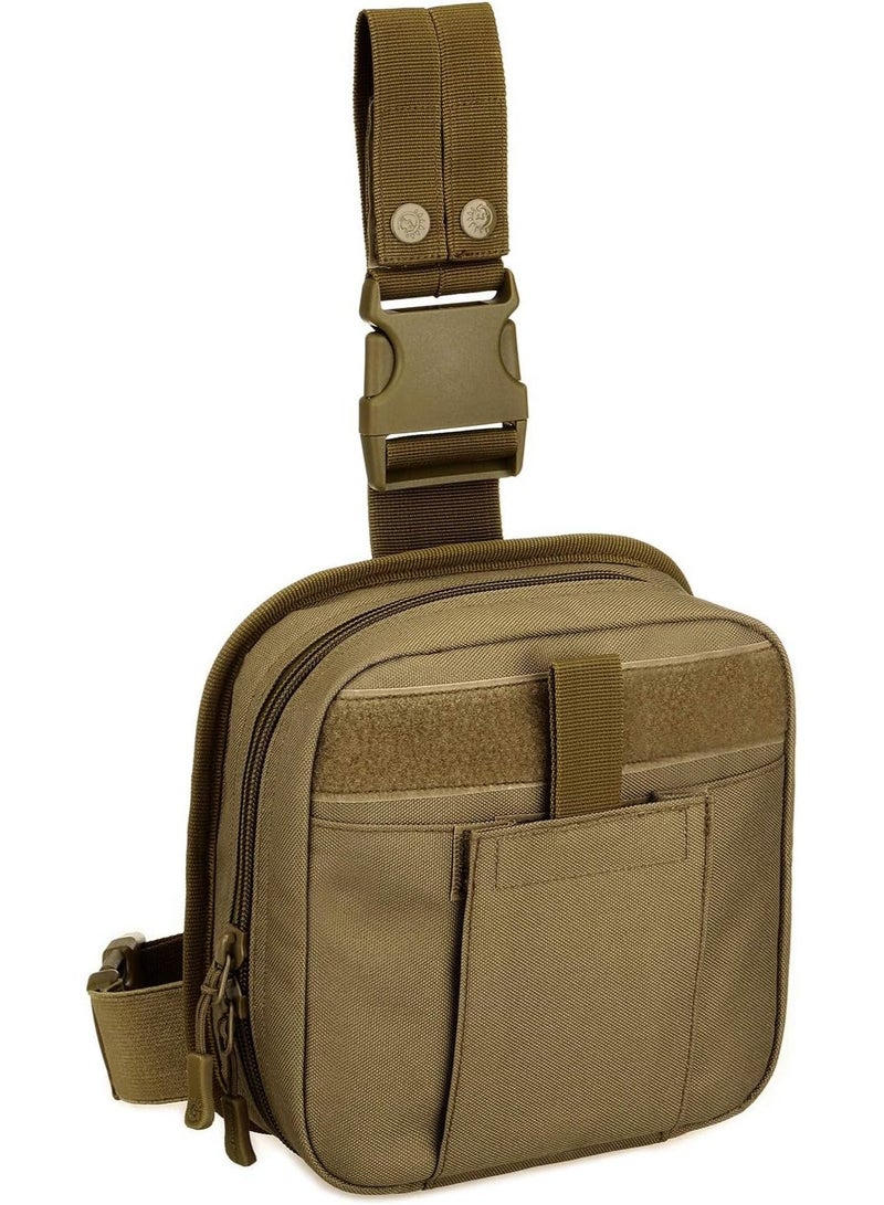 Soofam Tactical first aid leg bag, waist bag, thigh and hip waist bag, tools and equipment, suitable for paintball, air gun, motorcycle riding - khaki color - Image 1