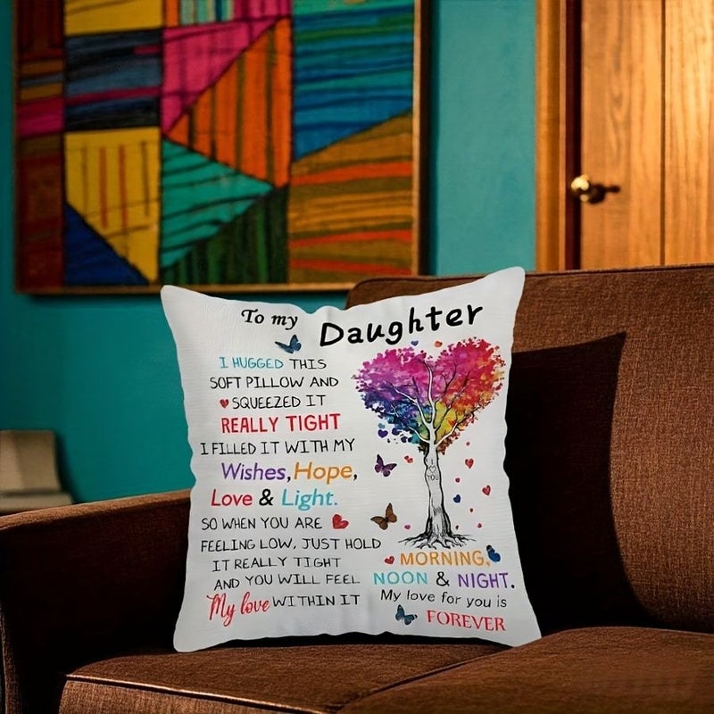 Mom Daughter Pillowcase Gift 17 72x17 72 Inch Inspirational Message Cushion Cover Machine Washable All Season - Image 2