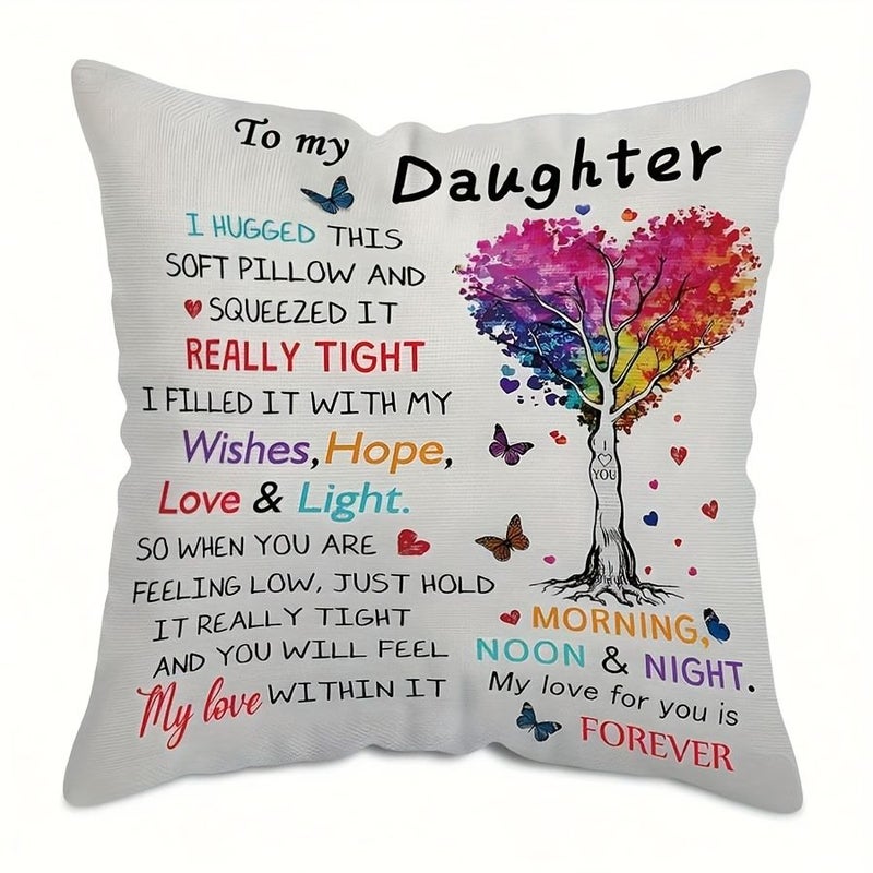 Mom Daughter Pillowcase Gift 17 72x17 72 Inch Inspirational Message Cushion Cover Machine Washable All Season - Image 1