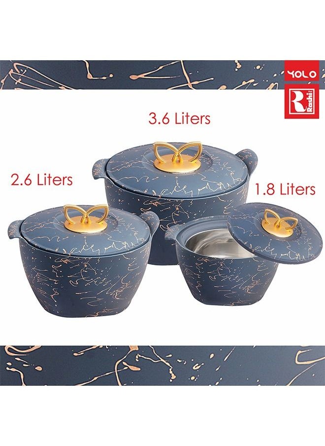 Rashi Rashi Nexus Insulated Casserole Set of 3 Pieces-1800ml,2600ml and 3600ml, Blue  - Image 5