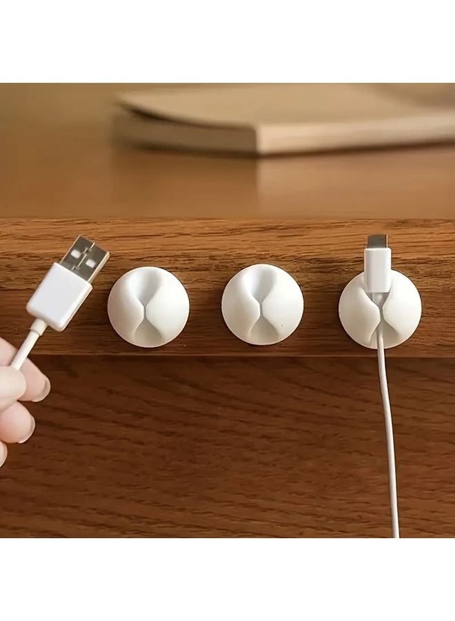 White 6pcs Sticky Cable Clips Cable Organizer Desktop Management for Home Office - Image 2