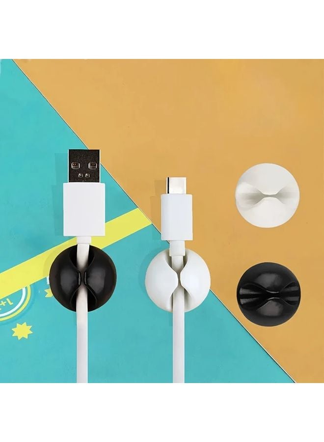 White 6pcs Sticky Cable Clips Cable Organizer Desktop Management for Home Office - Image 4