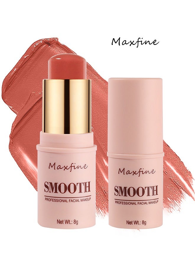 ماكس فاين عصا مكياج الوجه الاحترافية الناعمة ، الخدين والشفاه والعينين ، أحمر الخدود الكريمي 3 في 1 ، الاحتفاظ بالمكياج المرطب والدقيق طويل الأمد ، عصا مكياج للنساء (وردي مرجاني) - Image 1