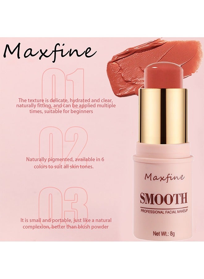 ماكس فاين عصا مكياج الوجه الاحترافية الناعمة ، الخدين والشفاه والعينين ، أحمر الخدود الكريمي 3 في 1 ، الاحتفاظ بالمكياج المرطب والدقيق طويل الأمد ، عصا مكياج للنساء (وردي مرجاني) - Image 3