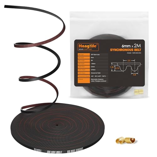 HANGLIFE GT2 Timing Belt with Copper Buckle - 3D Printer Open Synchronous Belt (2mm Pitch) 3D Printer Accessories - 6mm x 2M (6.6ft) - Image 1