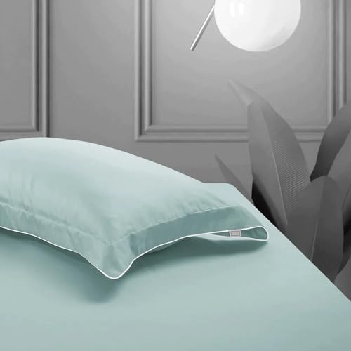 Spread Spain® 500 Thread Count Italian Pure Cotton Flat Sheets, 108" x 108" Inch Super King Size Bedsheet with 2 Pillow Cases, Wrinkle Free Cotton Sheets, Aqua - Image 4