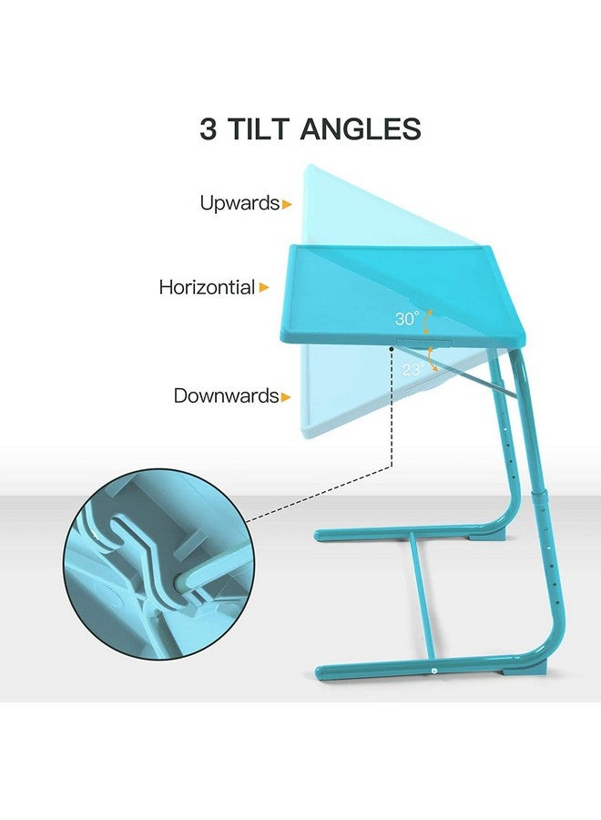 HUANUO Adjustable TV Tray Table - TV Dinner Tray on Bed & Sofa, Comfortable Folding Table with 6 Height & 3 Tilt Angle Adjustments (Azure) - Image 2