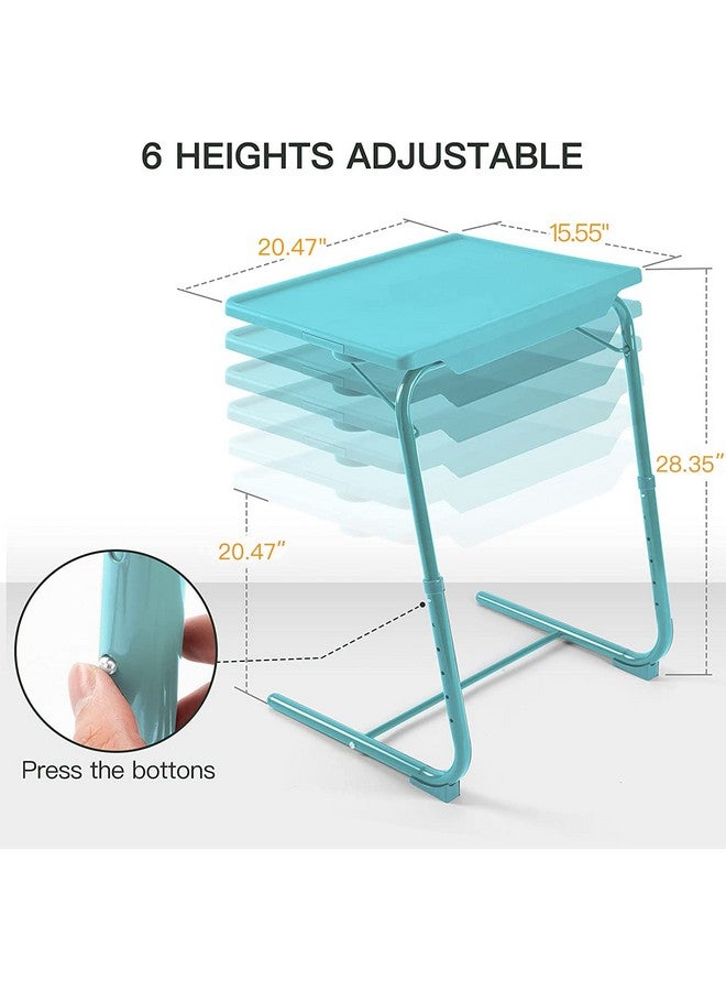 HUANUO Adjustable TV Tray Table - TV Dinner Tray on Bed & Sofa, Comfortable Folding Table with 6 Height & 3 Tilt Angle Adjustments (Azure) - Image 3