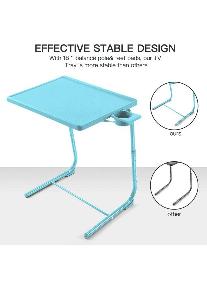 HUANUO Adjustable TV Tray Table - TV Dinner Tray on Bed & Sofa, Comfortable Folding Table with 6 Height & 3 Tilt Angle Adjustments (Azure) - Image 4
