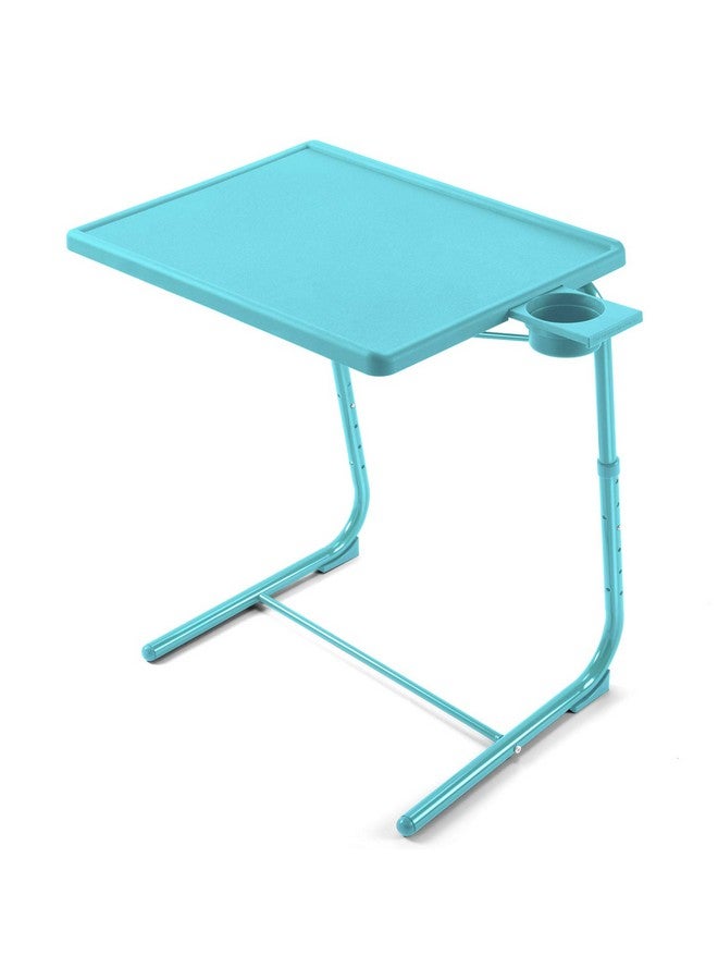 HUANUO Adjustable TV Tray Table - TV Dinner Tray on Bed & Sofa, Comfortable Folding Table with 6 Height & 3 Tilt Angle Adjustments (Azure) - Image 1
