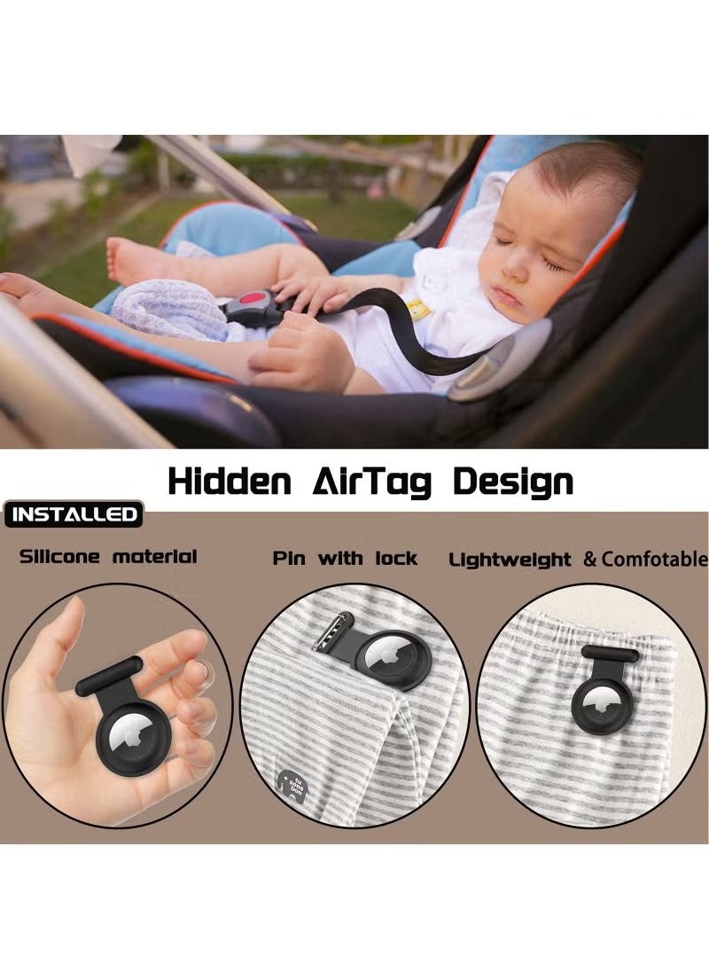 4 Pieces Hidden Silicone Protective Case Compatible with Apple AirTag with Invisible Pin Holder Anti Lost AirTag Holder Suitable for Kids and Elderly
