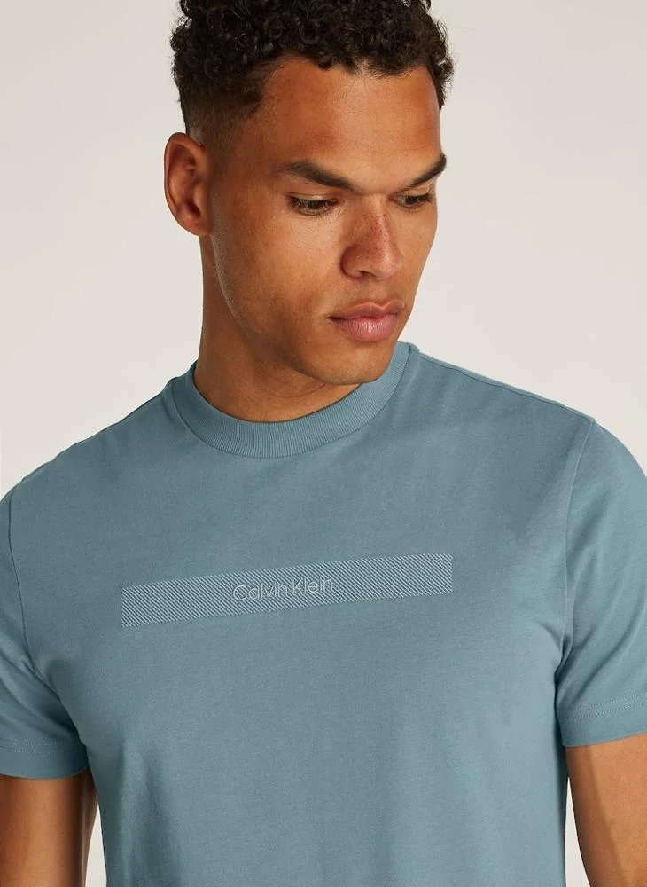 CALVIN KLEIN Logo Embroidered  Crew Neck T-Shirt