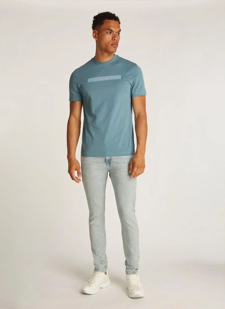 CALVIN KLEIN Logo Embroidered  Crew Neck T-Shirt