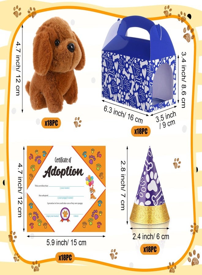 Gejoy 72 Pcs Adopt a Puppy Supplies Party Favors Include 18 Mini Plush Dog 18 Pet Birthday Hats 18 Puppy Adoption Certificate 18 Kraft Boxes for Pet Birthday Party Set Gifts(Novelty Dog) - Image 2