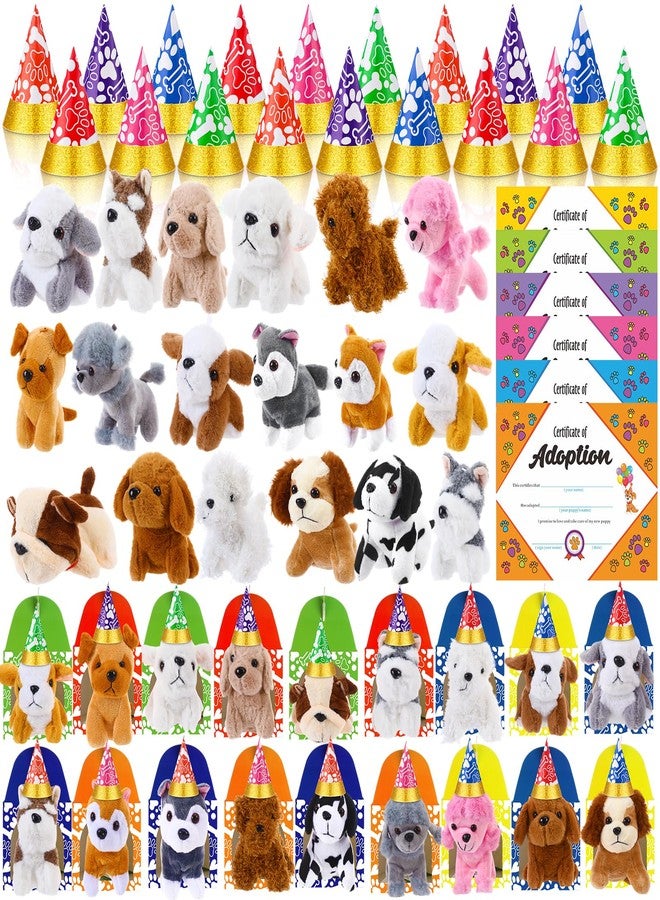 Gejoy 72 Pcs Adopt a Puppy Supplies Party Favors Include 18 Mini Plush Dog 18 Pet Birthday Hats 18 Puppy Adoption Certificate 18 Kraft Boxes for Pet Birthday Party Set Gifts(Novelty Dog) - Image 1