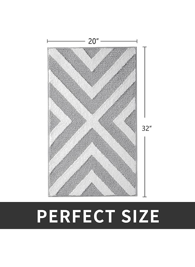 erorex Bathtub Rug Non Slip Bath Mat Ultra Absorbent Striped Pattern Bathroom Door Mat Quick Drying Machine Washable Household Floor Mat Grey Stripes - Image 2
