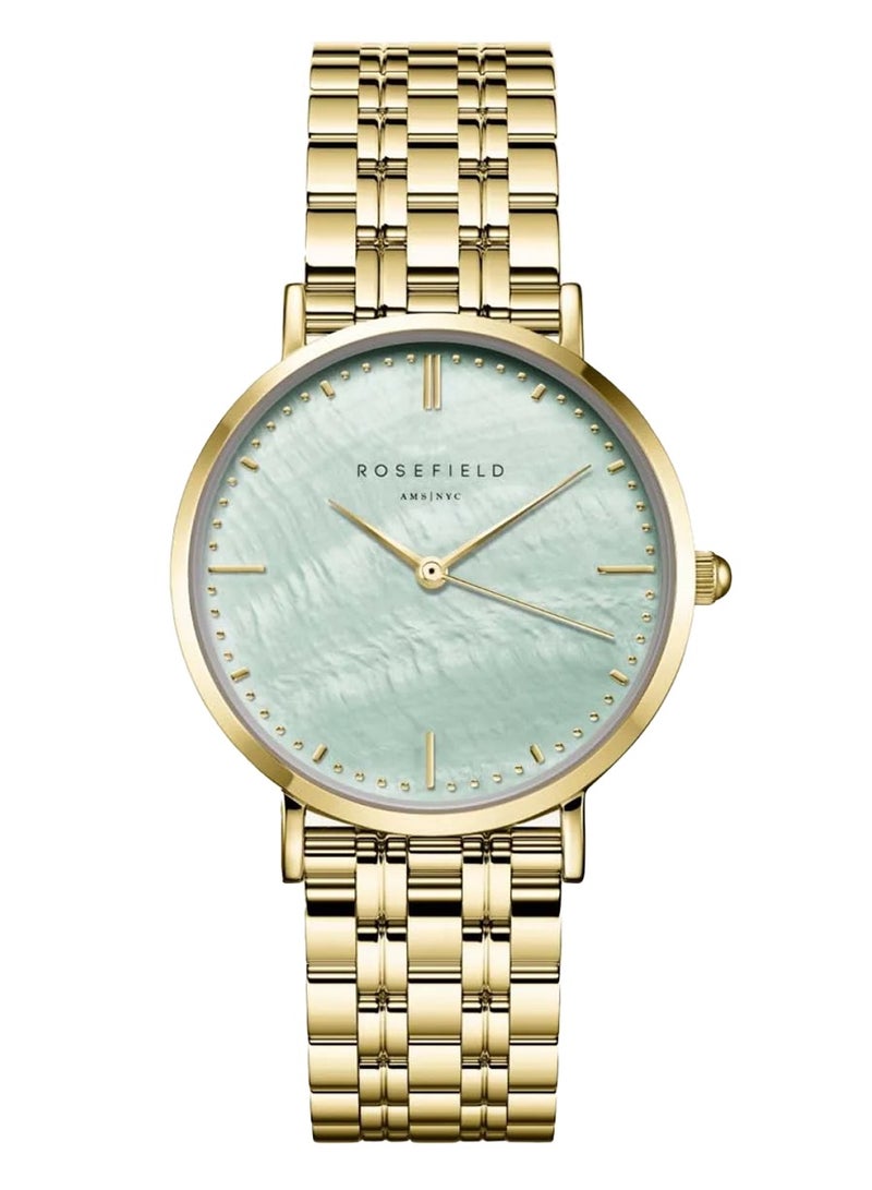 RoseField ساعة أبر إيست سايد النسائية بمينا لؤلؤية خضراء وسوار من الفولاذ المقاوم للصدأ باللون الذهبي UGGSG-U37 - Image 1