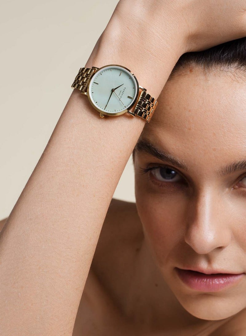 RoseField ساعة أبر إيست سايد النسائية بمينا لؤلؤية خضراء وسوار من الفولاذ المقاوم للصدأ باللون الذهبي UGGSG-U37 - Image 4