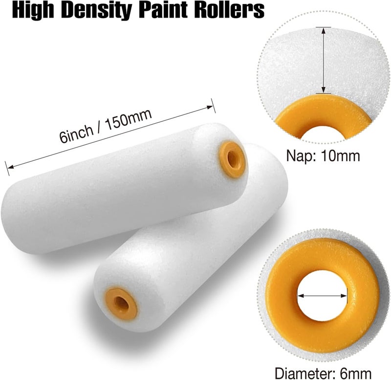KingOrigin Foam Paint Roller, 10 Pack, 6 Inch High Density Foam Roller, Mini Paint Roller Covers for Smooth Paint Application, No Lint Shedding on Walls, Cabinets, Doors - Image 2