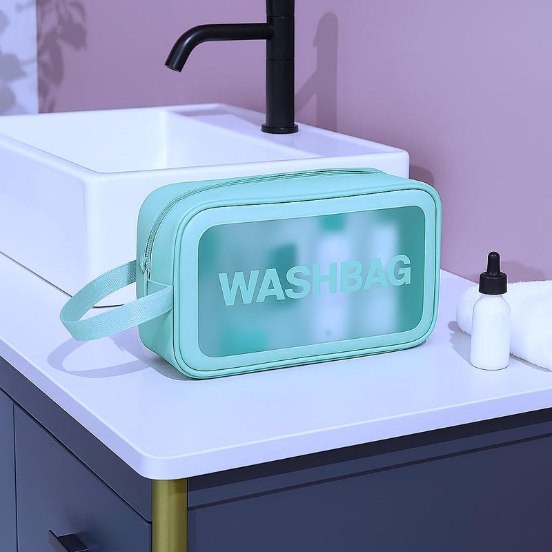Gritty Wash Bag Pouch for Travel Kit Toiletry Bag Cosmetic Bag Make Up Box for Brushes,Accessories with Handle,Large Capacity Waterproof Travel Storage Organizer Set of 3(Mint Green) - Image 4