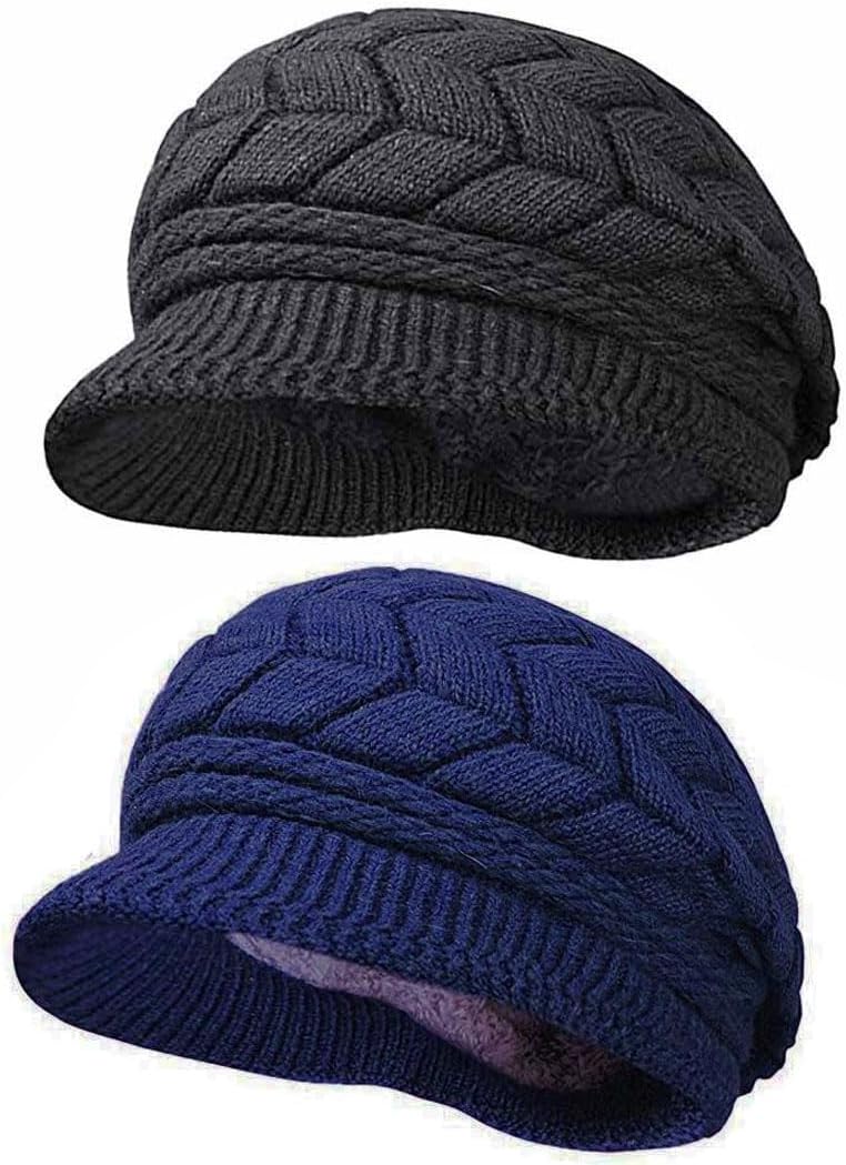 HINDAWI Women Winter Warm Knit Hat Wool Snow Ski Caps with Visor - Image 2