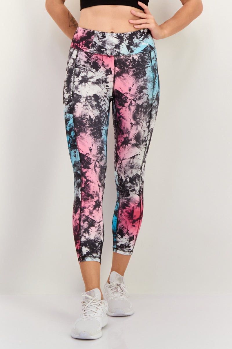 PUMA Women Sportswear Fit 3/4 Training Legging, Pink/Black Combo - Image 1