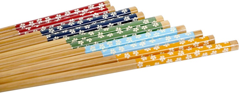Exzact 10 Pairs Natural Bamboo Chopsticks Reusable Chopsticks Set - Image 4