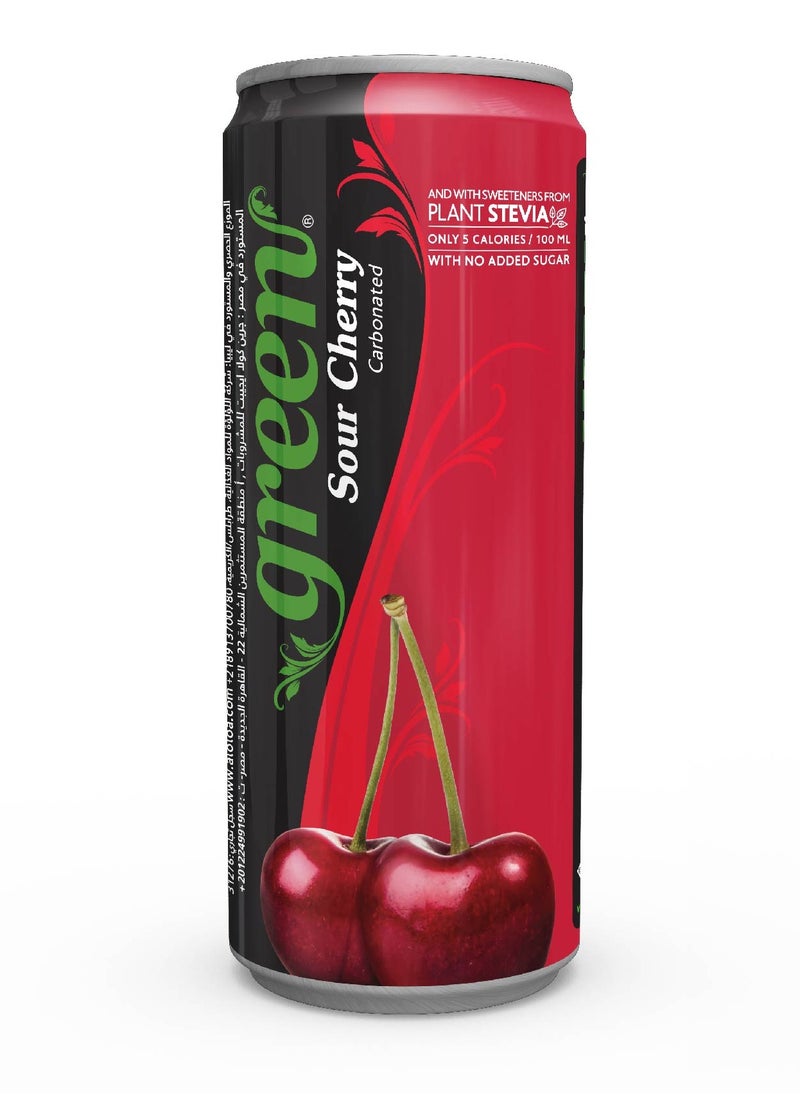 Green Cola Sour Cherry Carbonated Soft Drink Can 330ml  - Image 1