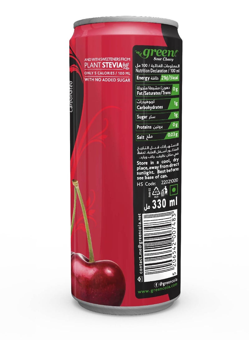 Green Cola Sour Cherry Soft Drink Can 330ml - Image 3