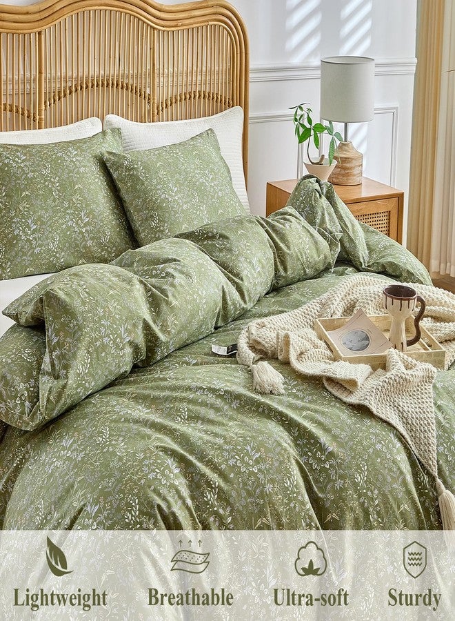 AMWAN Queen Size Comforter Set Forest Green, 3 Pieces Queen Bedding Sets, Vintage Botanical Bedding Set, 1 Comforter with 2 Pillowcases, Aesthetic Floral Comforter Set Soft for All Seasons - Image 2