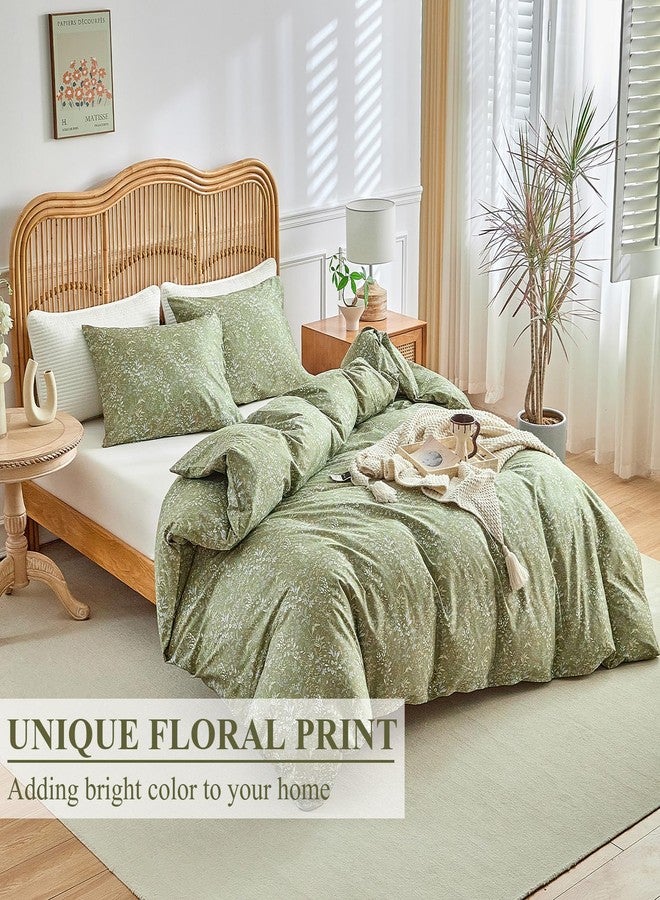 AMWAN Queen Size Comforter Set Forest Green, 3 Pieces Queen Bedding Sets, Vintage Botanical Bedding Set, 1 Comforter with 2 Pillowcases, Aesthetic Floral Comforter Set Soft for All Seasons - Image 3