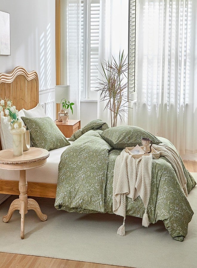 AMWAN Queen Size Comforter Set Forest Green, 3 Pieces Queen Bedding Sets, Vintage Botanical Bedding Set, 1 Comforter with 2 Pillowcases, Aesthetic Floral Comforter Set Soft for All Seasons - Image 5