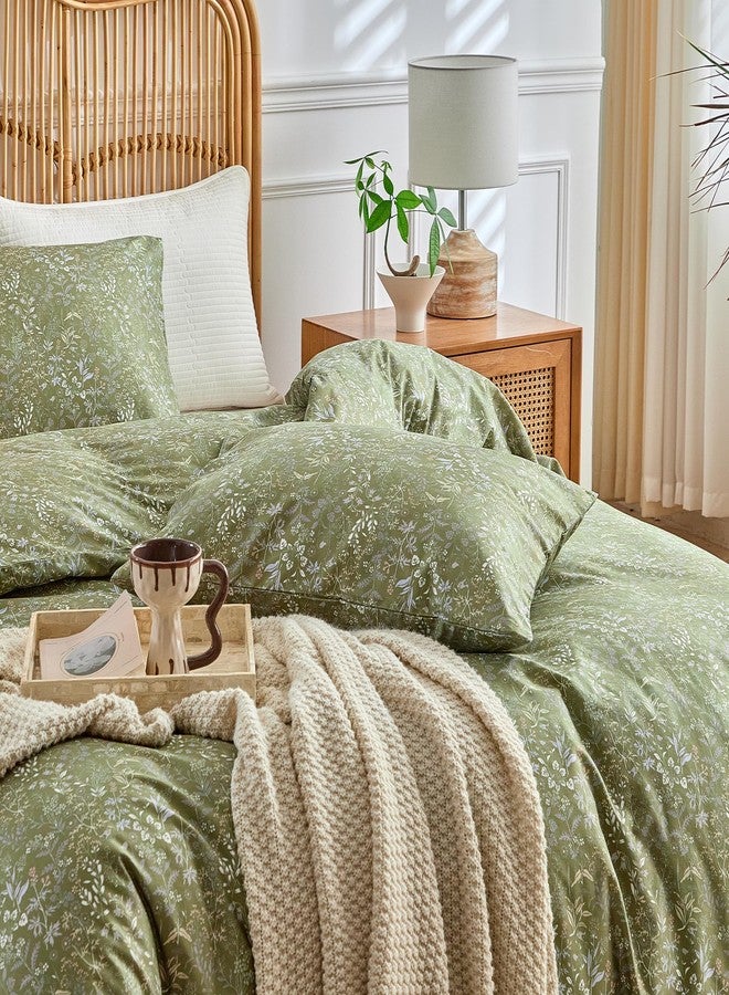 AMWAN Queen Size Comforter Set Forest Green, 3 Pieces Queen Bedding Sets, Vintage Botanical Bedding Set, 1 Comforter with 2 Pillowcases, Aesthetic Floral Comforter Set Soft for All Seasons - Image 4