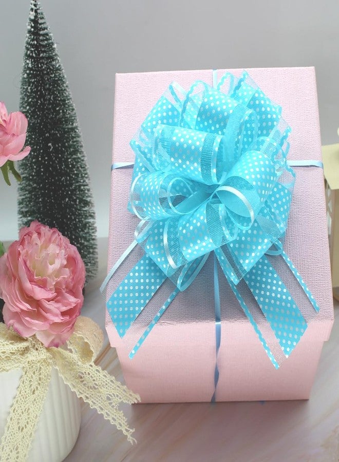 فيونكات دائرية كبيرة منقطة مقاس 6 بوصات - شريط تغليف هدايا أنيق لحفلات الزفاف وأعياد الميلاد وتزيين الحفلات | فيونكات سحب فاخرة للسلال والهدايا والأعمال اليدوية (نقاط دائرية، 6 قطع) - Image 2