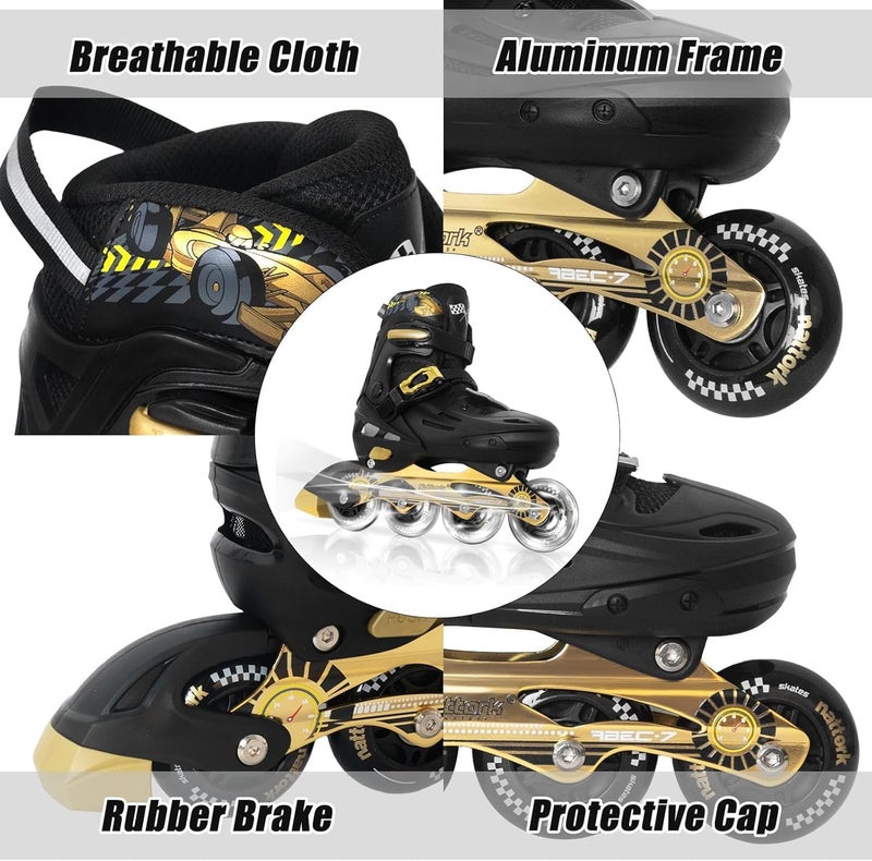 Nattork Kids Inline Skates with Adjustable Light Up Wheels - Cool Racing Car Design for Ages 6-12 - Image 4