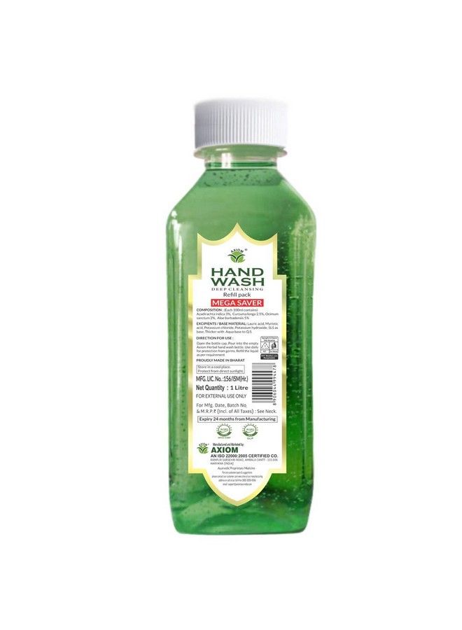 Axiom Herbal Hand Wash 1000Ml Enriched With Aloevera & Tulsi(Refill Pack) Pack Of 2 - Image 3