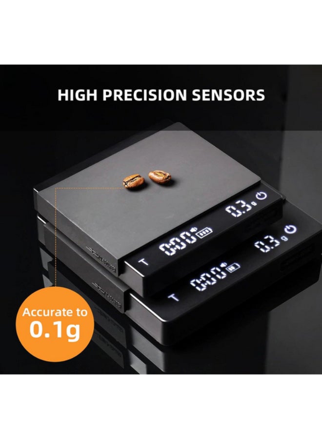 ام اتش دابيلو - ثري بومبار ميزان قهوة ميني MHW-3BOMBER مع مؤقت، ميزان إسبريسو قابل لإعادة الشحن مع استشعار الجاذبية، دقة 2 كجم / 0.1 جم للإسبريسو والقهوة بالتنقيط، ميزان رقمي محمول للمطبخ، أسود ES6029B-OS - Image 4