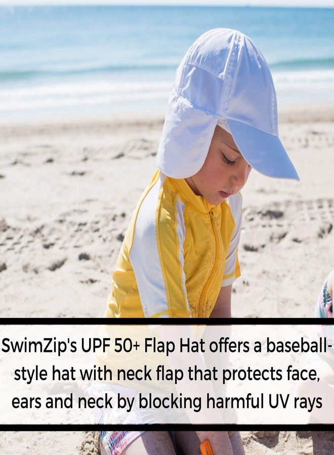 SwimZip قبعة سباحة زيب مع لسان للرقبة | حماية UPF 50+ للأطفال والرضع والأطفال الصغار باللون الأبيض - Image 3