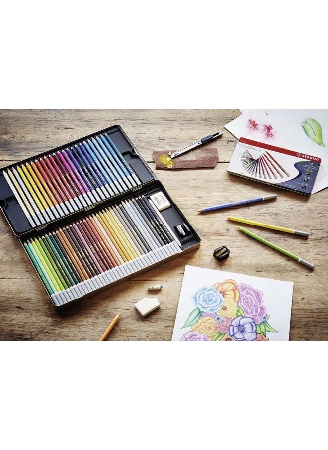STABILO Chalk-Pastel Pencil CarbOthello - Pack of 12 - Blue Green Tones  - Image 2