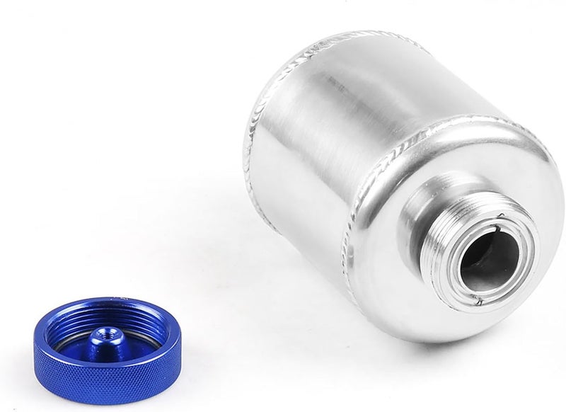 Dyno Racing Silver Universal Aluminum Fuel Cell Surge Tank Power Steering Fluid Reservoir with Clamps Kit - Image 4