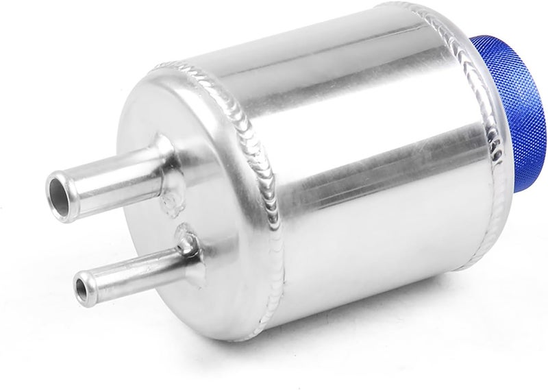 Dyno Racing Silver Universal Aluminum Fuel Cell Surge Tank Power Steering Fluid Reservoir with Clamps Kit - Image 5