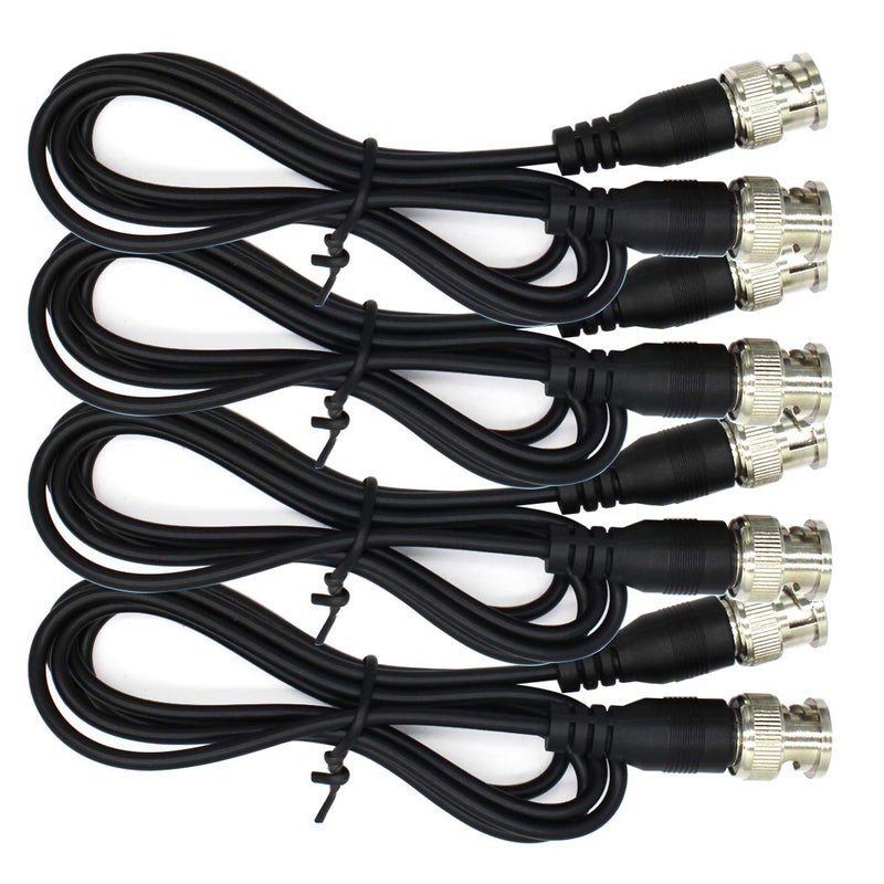 ANVISION 4-Pack Black 1m 3.3ft BNC Male to BNC Male Jumper Cable with Black Connector for CCTV DVR to TV System - Image 1