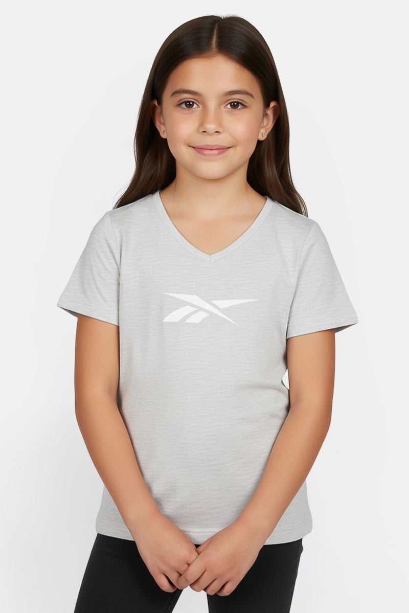Reebok Kids Girl Sportswear Fit Short Sleeve Outdoor T-Shirt, Light Grey - Image 1