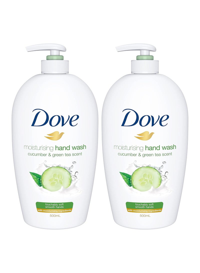 Dove Go Fresh Hand Wash Refreshing, Fresh Touch, Cucumber and Green Tea with ¼ Moisturising Cream, 500ml (Pack of 2)