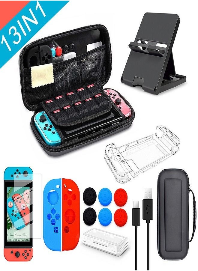 Generic Carrying Case for Nintendo Switch OLED, Travel Carrying Case Pouch Accessories for Switch OLED, Include Screen Protector, Protective Cover Case, Data Cable, Kickstand &Thumb Grip Caps  - Image 1
