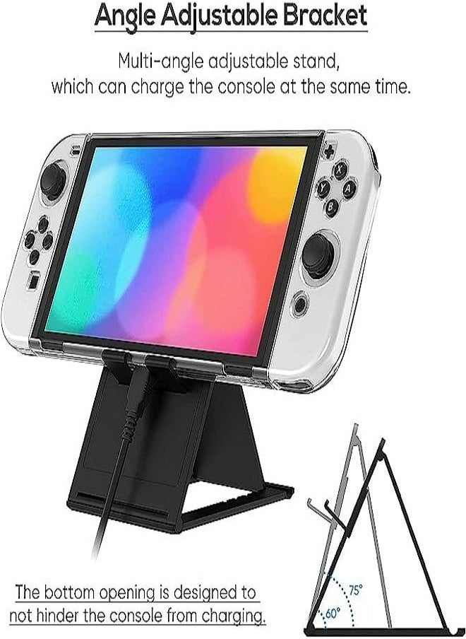 Generic Carrying Case for Nintendo Switch OLED, Travel Carrying Case Pouch Accessories for Switch OLED, Include Screen Protector, Protective Cover Case, Data Cable, Kickstand &Thumb Grip Caps  - Image 4