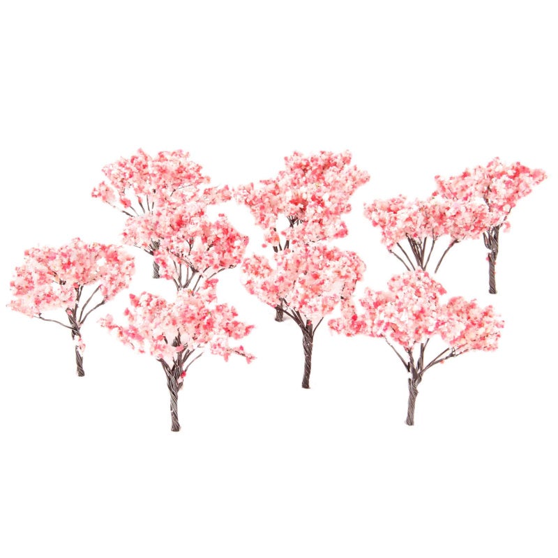 Yetaha 20Pcs Blossom Cherry Trees, Artificial Cherry Blossom Miniature Trees, HO OO Scale Model Flowers for Scenery Railroad Layout Scene Landscape Decoration