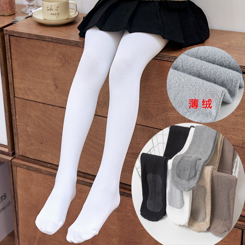Butterfly Girls' Pantyhose Brushed Vertical Stripes Feet Thin Velvet Brushed Spring, Western Style Baby Children Base - Image 3