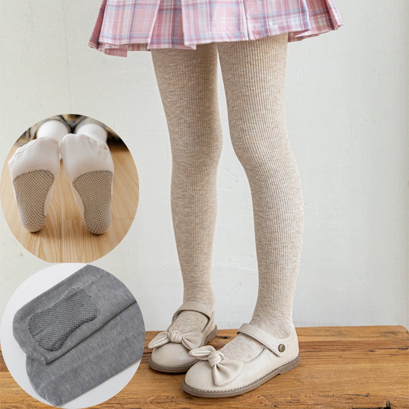 Butterfly Girls' Pantyhose Brushed Vertical Stripes Feet Thin Velvet Brushed Spring, Western Style Baby Children Base - Image 4