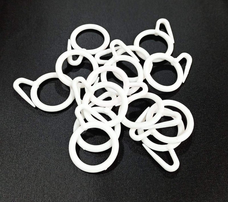 FAPBADRI Plastic Curtain Rings for Windows Curtains, Door Curtains, Bathroom Curtains and Other Multipurpose Usage, Colour: White, 20 Pieces - Image 1